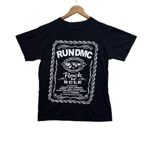 Run DMC Unisex T Shirt Rock N' Rule Whiskey Label Jack Hip Hop Rap Legends Tee M